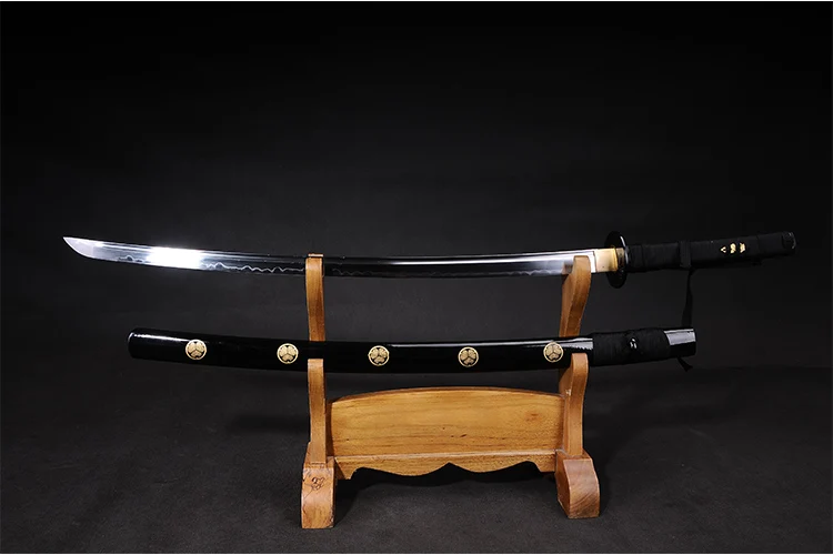 

Real Japanese Katana Ninja sword T10 steel heat tempered full tang samurai swords wooden scabbard sharpness for cutting