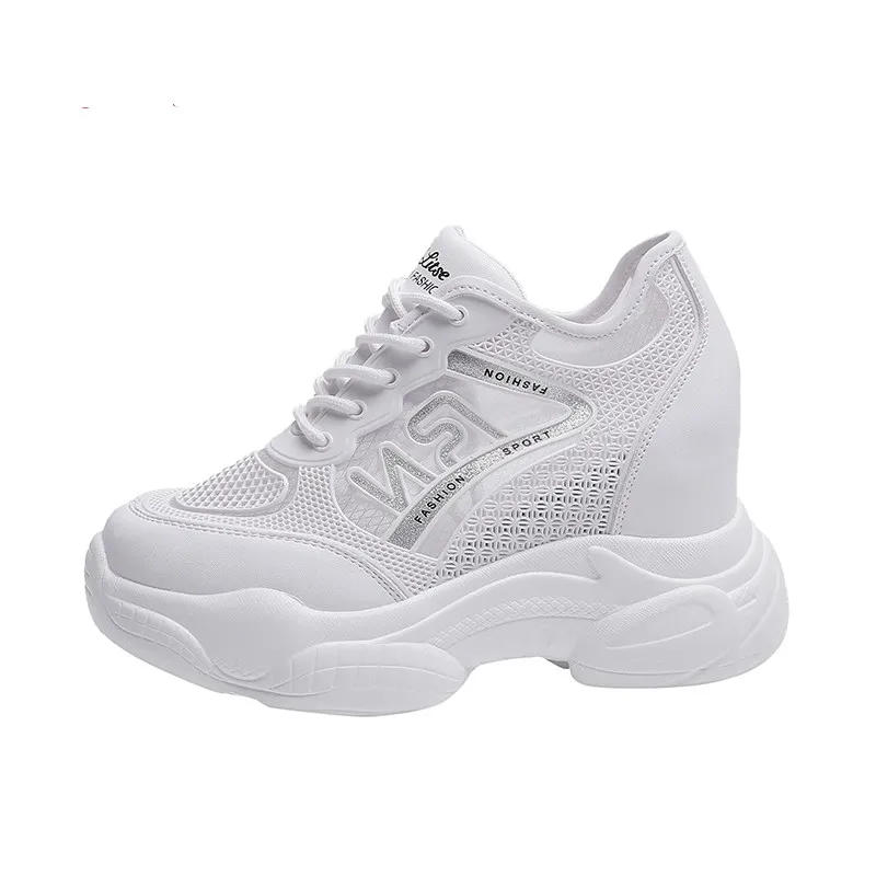 

wedges Sneakers Women Fashion Platform Vulcanized Shoes Bling Breathable Mesh Sneakers Zapatillas Mujer
