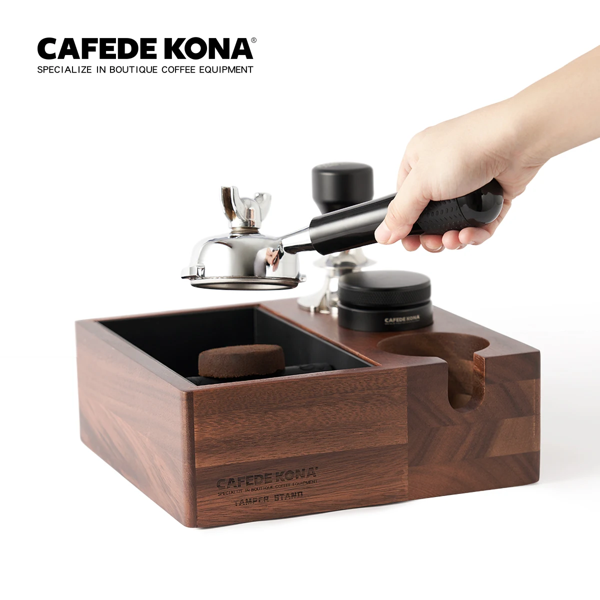 CAFEDEKONA Barista кофейная коробка для стука и тамповая станция коллектор орех