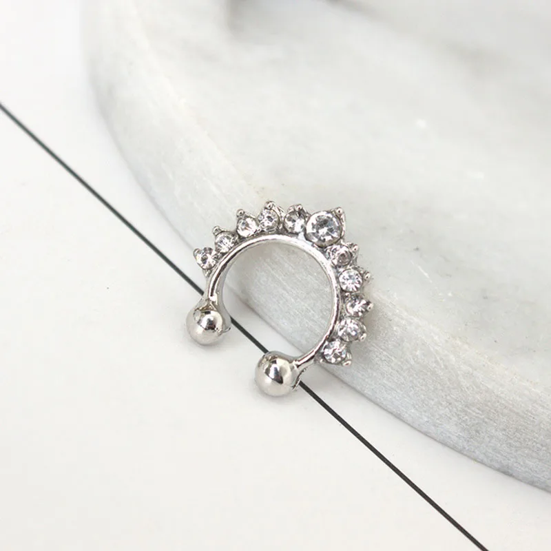 

Fake Nose Ring Hoop Nose Septum Rings Crystal Nose Punk Fake Piercing Body Jewelry Hip Hop Rock Ear clip Jewelry Faux Piercing