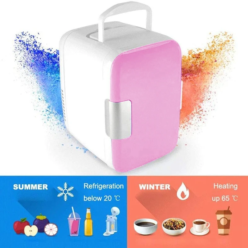 

4L Pink Mini Refrigerator Dormitory Small Household Portable Car Refrigerator Car Dual-Use Cooling and Heating Box