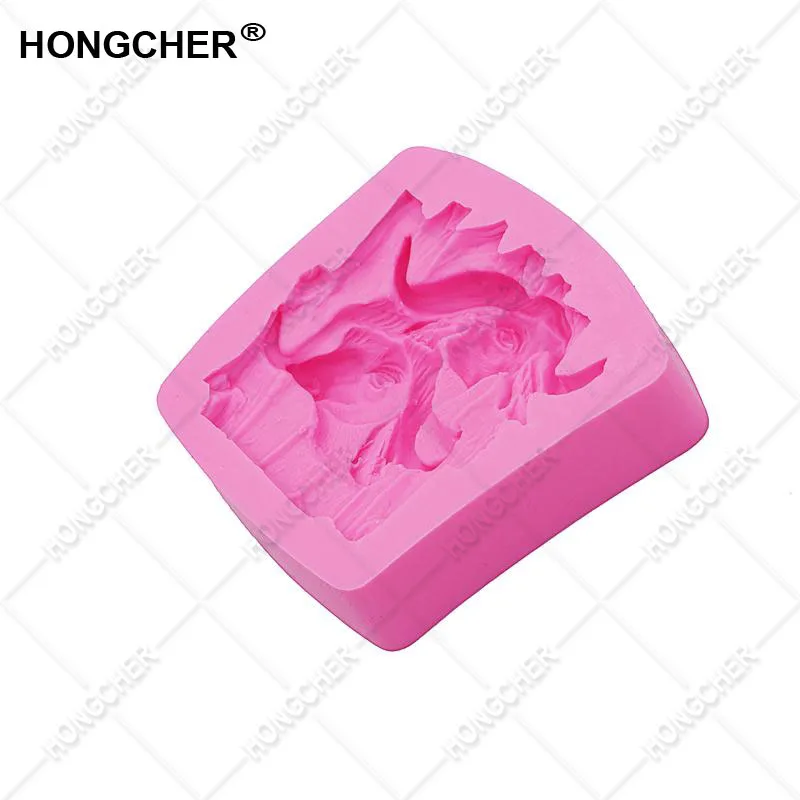 Новая голова животного двойная головка силиконовая форма помадки инструмент для