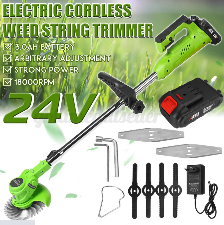 

24v Us/Uk/Au/Eu Household Handheld Lawn Mower Cordless Portable Electric Lawn Mower Farm Garden Pruning Power Tool 1/2 Battery