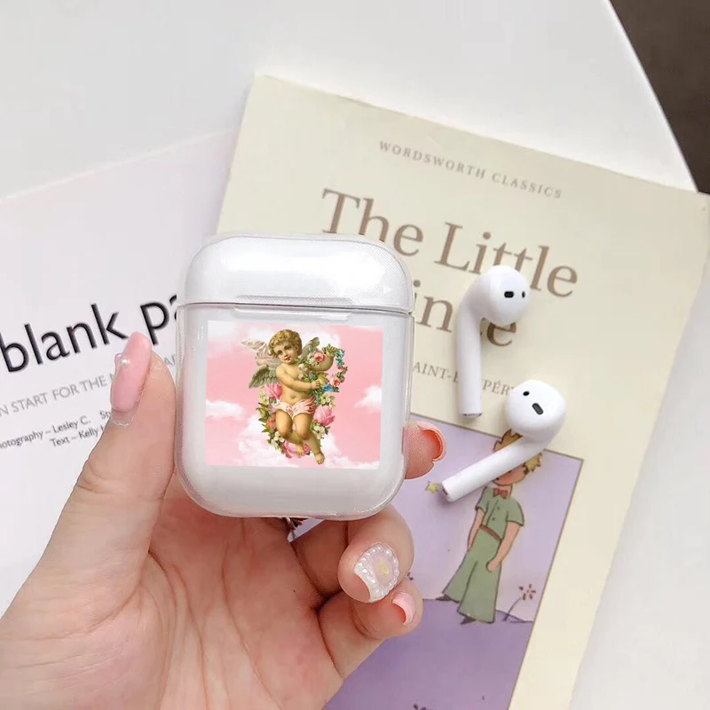 Мягкие милые наушники чехол для Apple airpods чехол Роскошный ангел ребенок прекрасный Air Pods чехол для Airpods 2 прозрачный, мягкий чехол