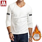 Мужская теплая футболка с длинным рукавом, Повседневная хлопковая толстая футболка для фитнеса, Базовая футболка для зимы