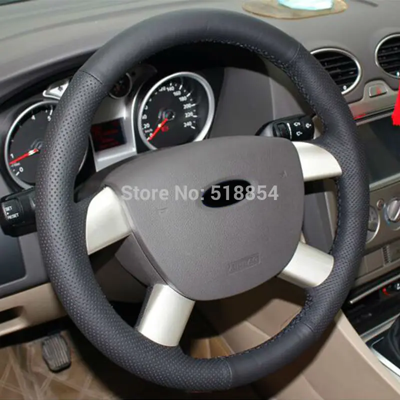 Черный чехол рулевого колеса автомобиля из искусственной кожи для Ford Kuga 2008-2011 Focus