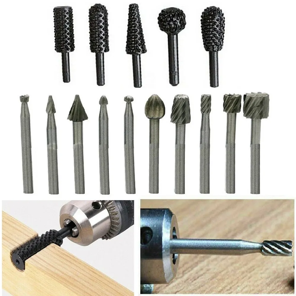 

15Pcs Router Drill Bits Set Cutting Tools For Wood Stone Metal Carving Tools