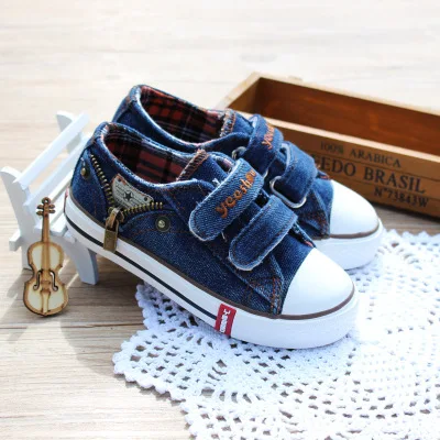 Shengxuanny New Arrived Size 25-37 Children Shoes Kids Canvas Sneakers Boys Jeans Flats Girls Boots Denim Side Zipper | Детская одежда