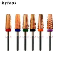 hytoos rose gold 5 in 1 carbide nail drill bits with cut 2 way drills tapered bit milling cutter for manicure nails accessories