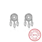 Серьги-гвоздики женские из серебра 925 пробы, с фианитом