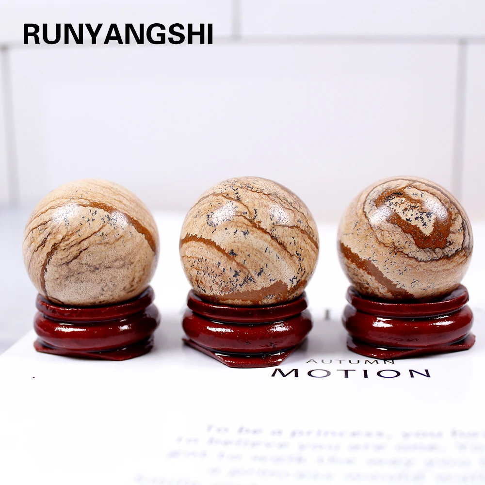 Runyangshi 1 шт. 30 мм натуральный Графический Камень Кристалл кварц сфера шар