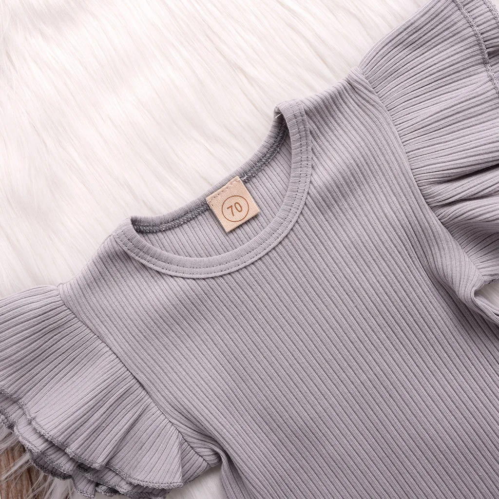 Однотонная одежда для маленьких девочек пуловер с круглым вырезом малышей шорты