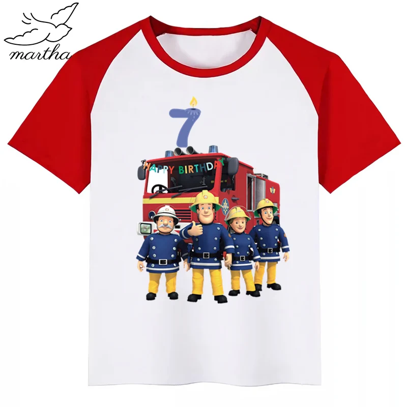 Одежда для детей с днем рождения номер 1 9 героями мультфильма Пожарный Сэм DIYKids