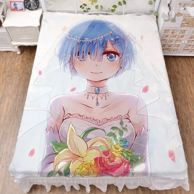 Economici Coscase 150x200cm Aggiornamento Di Luglio Anime Re Zero Kara Hajimeru Isekai SeikatsuMilk Lenzuolo In Fibra E Coperta Di Flanella Trapunta Estiva