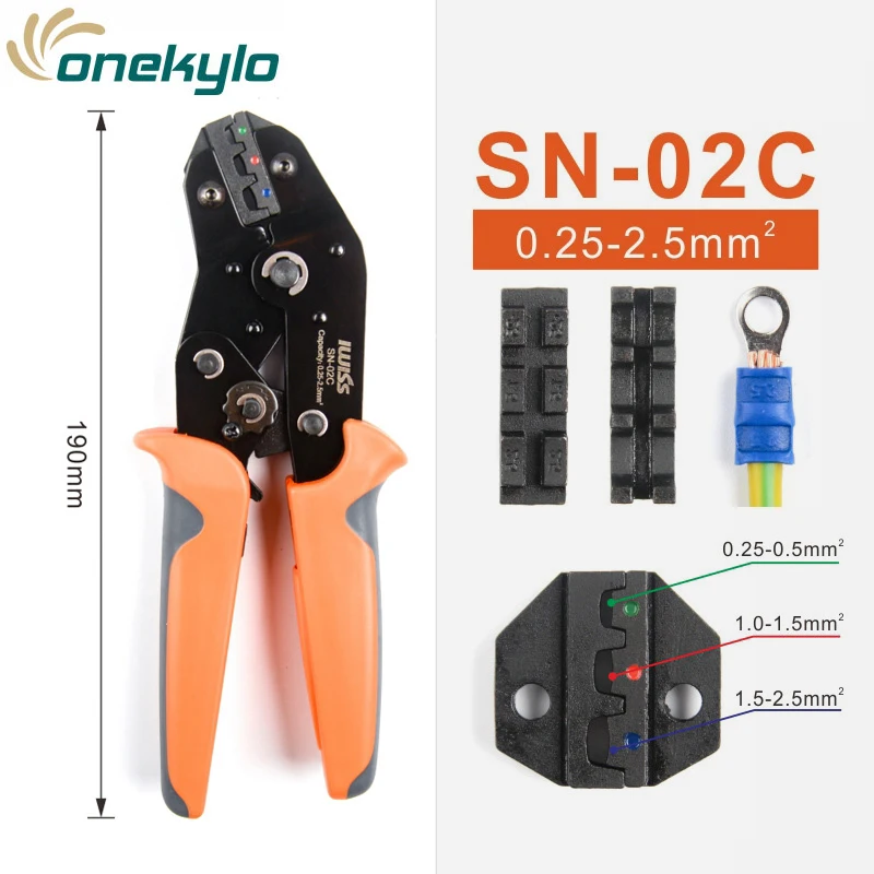 IWS SN-02C IWISS SN-02C обжимные плоскогубцы с 280 шт Ассорти изолированные обжимная Клемма в форме лопатки Стыковая электрическая проволока холодный датчик давления набор - Цвет: IWS SN-02C