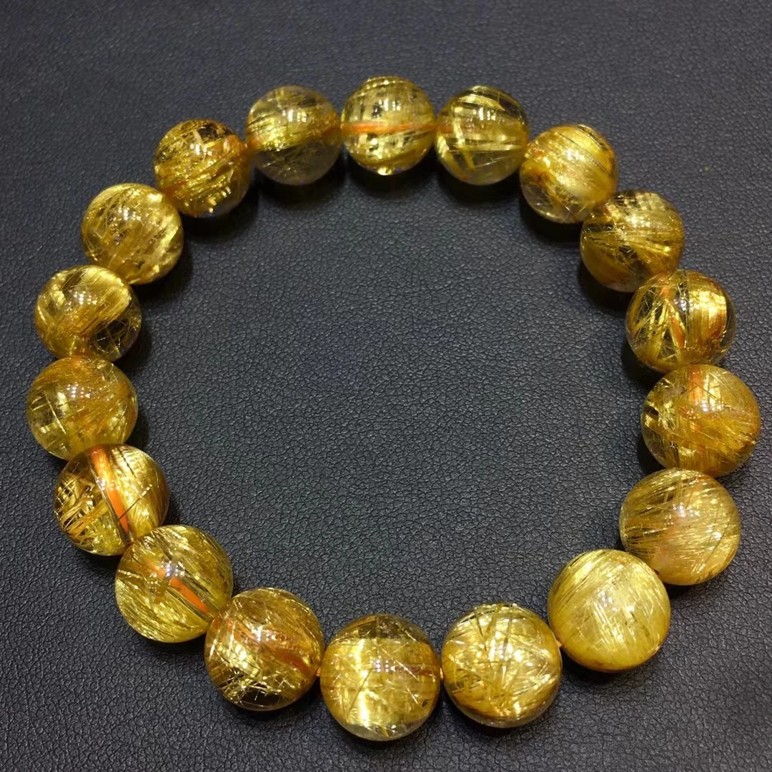 

Натуральное золото, рутилированный кварц, Женская Бриллиантовая диаметром 11 мм, РЕДКИЕ Прозрачные Круглые бусины, ювелирные изделия из Бра...