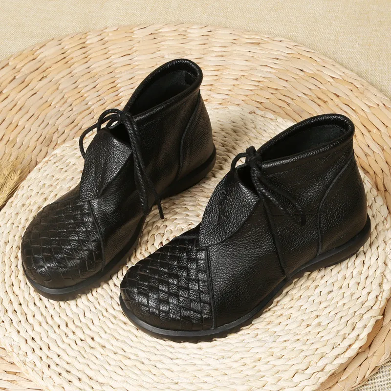 Женские ботинки ручной работы MVVJKE удобные теплые из натуральной кожи Осень-зима