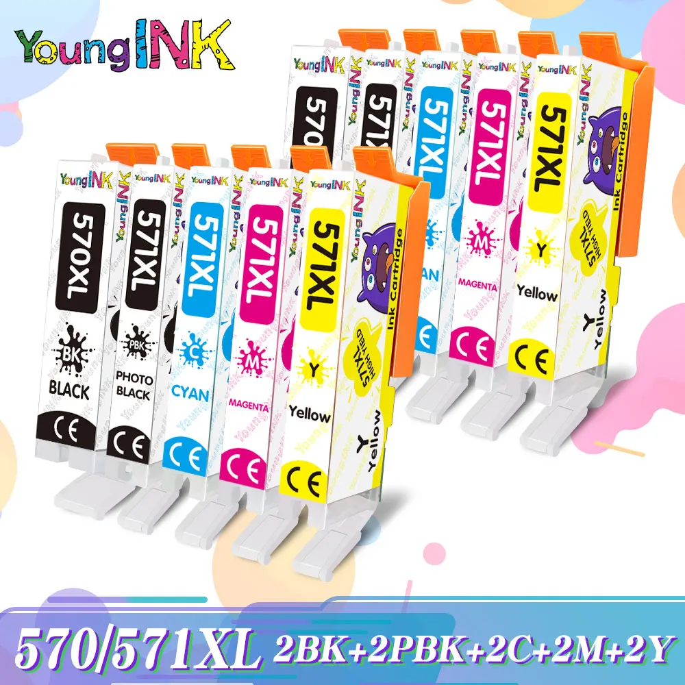 

YOUNGINK pgi-570xl PGI570 570xl pgi570 571xl Compatible Ink Cartridge For Canon PIXMA MG5750 MG5751 MG5753 MG6850 printer