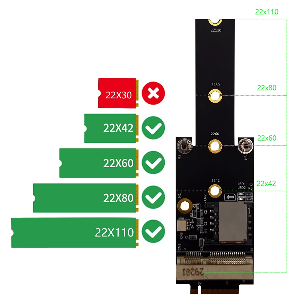 Mini PCI E к M.2 адаптер NGFF M Ключ конвертер Модуль карты с слотом для sim WiFi/WWAN/LTE|Платы