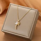 Ожерелье женское позолоченное с кулоном в виде Ангела из титановой стали с цирконием, 2021