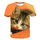 Детская одежда, летняя повседневная одежда, футболка с длинным рукавом и 3D-принтом забавной милой кошки, модный топ для мальчиков и девочек