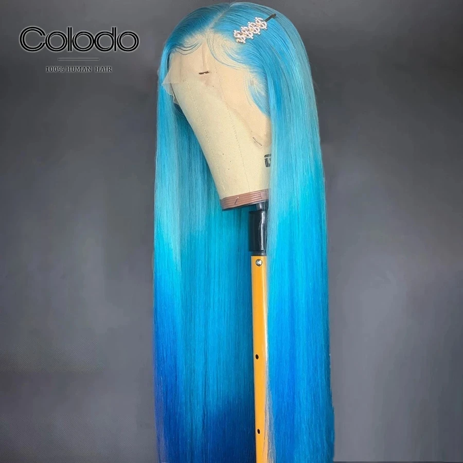 Цвет без клея зеленый синий парик фиолетовый прямые волосы предварительно