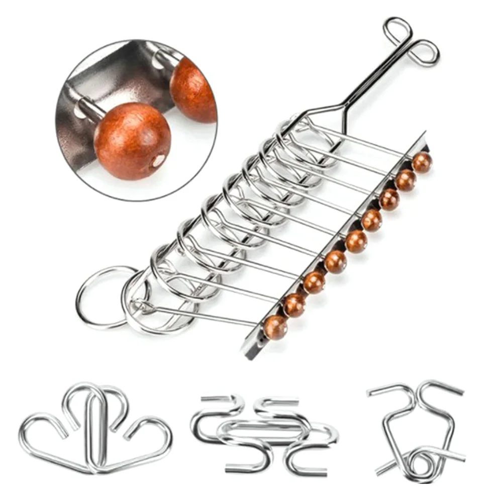 20pcs Logic Game Chinese Ring IQ Toys Interlock Adults Kids Funny Mind Test Gift Brain Teaser Set Party Challenging Metal Wire | Игрушки и