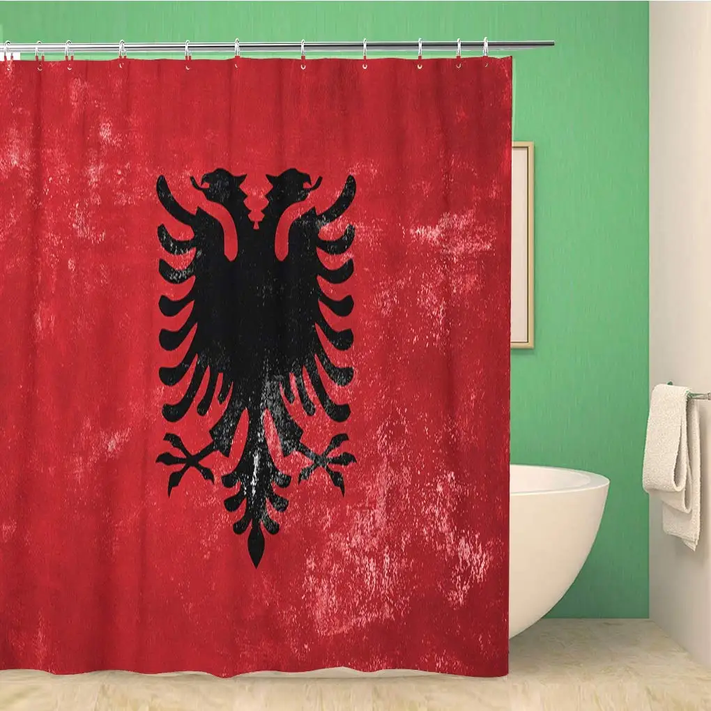 Ванная комната занавеска для душа холст Albania Albany флаг на старый поврежденный