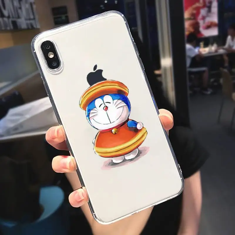 

doraemon cute funny anime cartoon Phone Case Transparent soft For iphone 5 5s 5c se 6 6s 7 8 11 12 plus mini x xs xr pro max