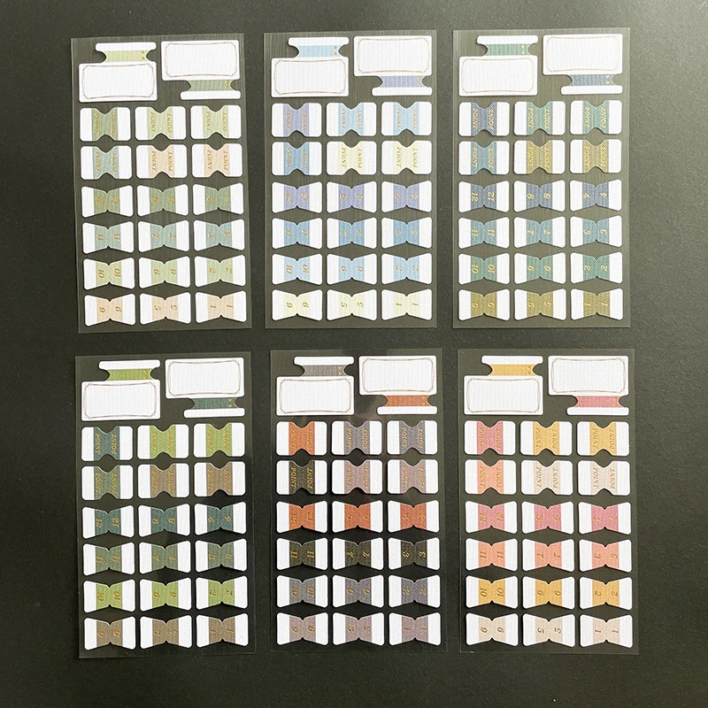 

6Sheets 120Stamp Index Sticker for Book/Notebook/Dairy/Planner Retro Color Decorative & Highlight the Point DIY Stationery