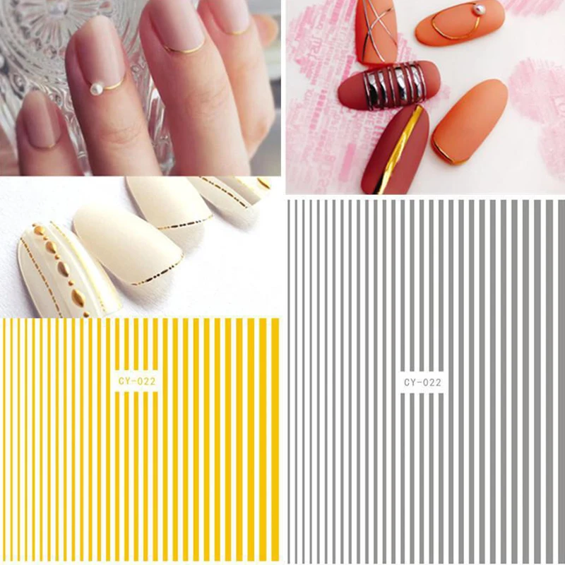 

1PC 3D Fashion Nail Sticker Gold Silver Metal Curve Strip Lines Adhesive Striping Tape Decals Sticker for Manicure Design