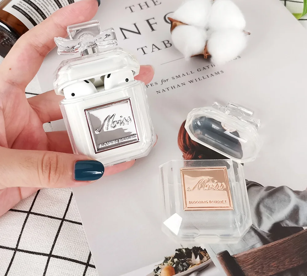 Силиконовый чехол, флакон духов, два цвета, для Airpods 2 1, защитный чехол для наушников, роскошный противоударный и прозрачный мягкий чехол из ТПУ