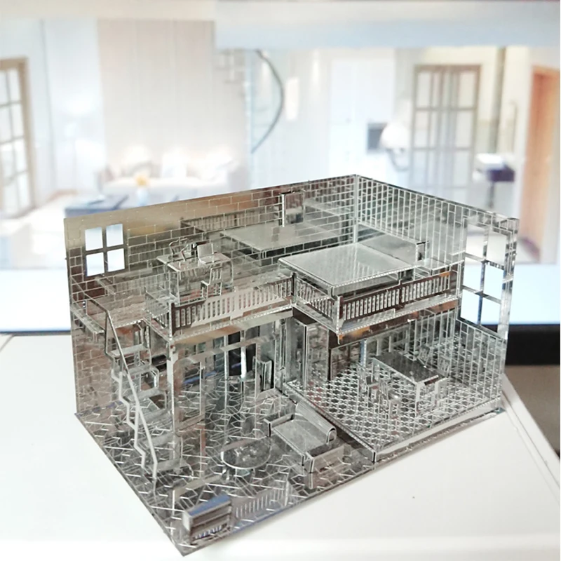 

Теплый домашний 3D металлический пазл, сборка архитектурного здания, набор металлических моделей «сделай сам», 3D лазерная вырезка, ручная фо...