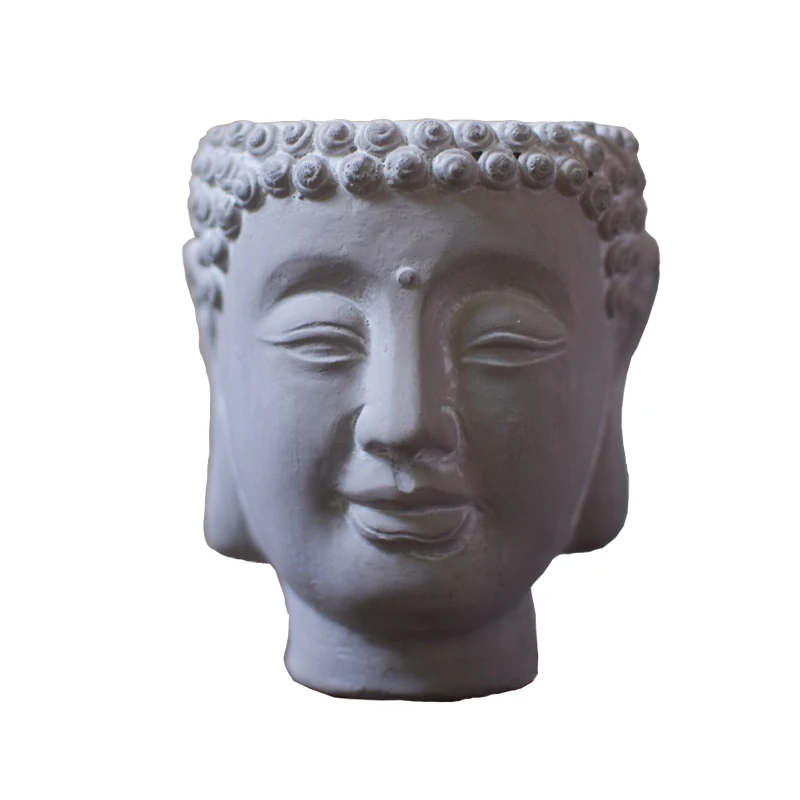

Nordic style Buddha head flower made old simple succulents cement flower pot home decoration ornaments Room Decoration Figure
