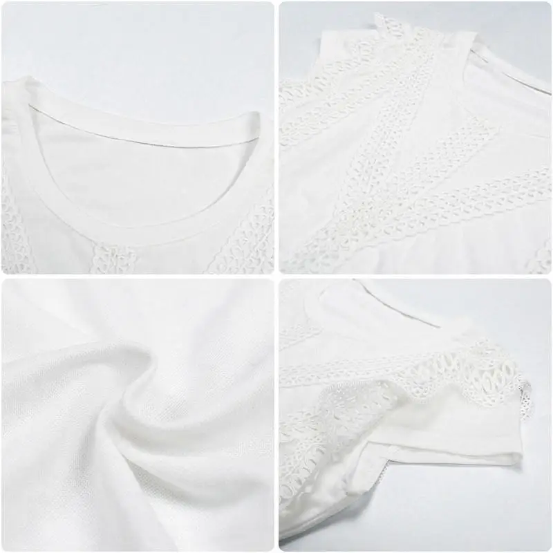

Summer Chiffon Blouse Women Elegant Casual Hollow Out Lace Shirts Roupas Femininas Sleeveless Plus Size Ladies Tops Blusas Q3554