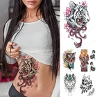 Водостойкая Временная тату-наклейка, тигр Сакура, цирковые флэш-татуировки, ювелирные изделия из темной змеи, кружевная кошка, боди-арт на руку, искусственная татуировка для женщин