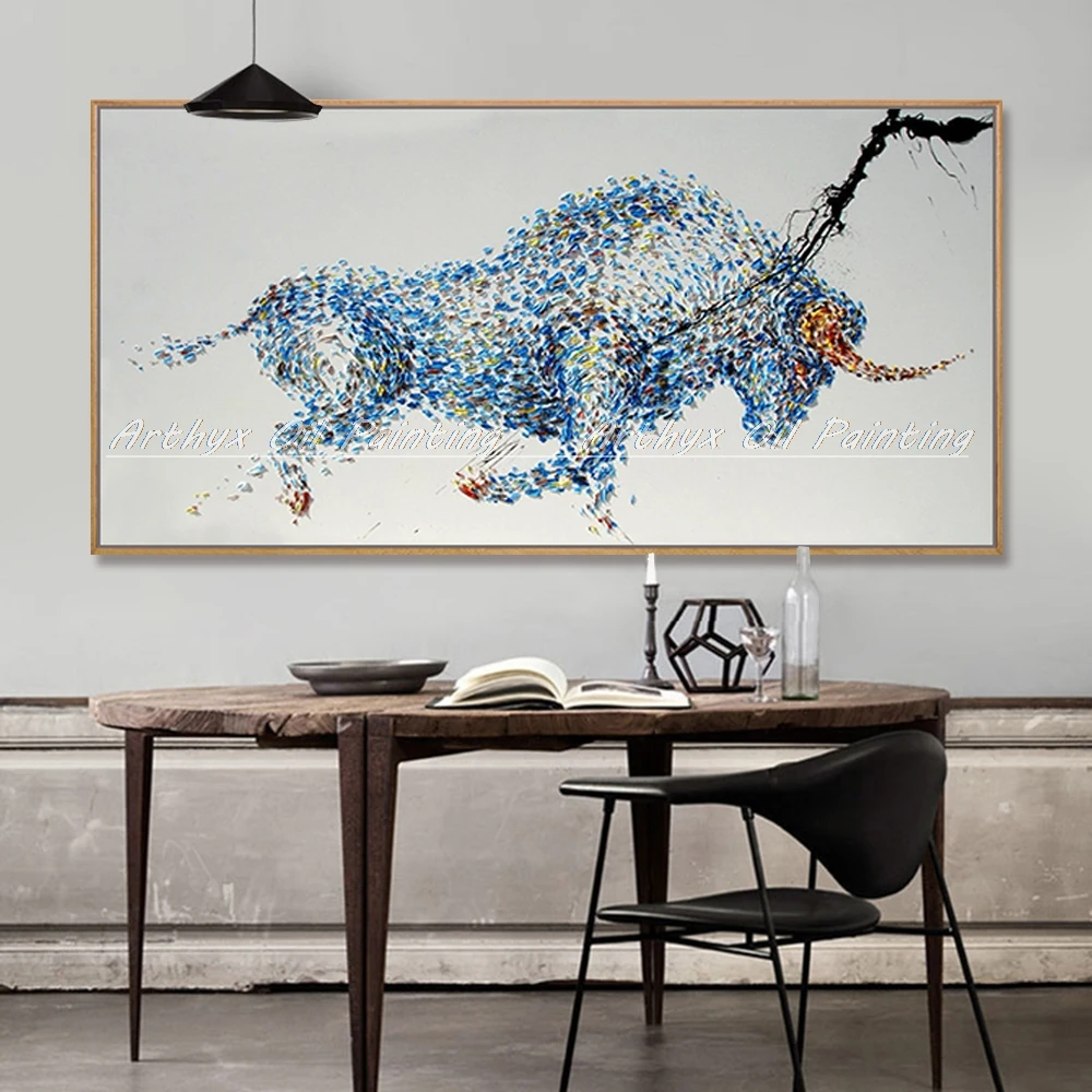 

Картина маслом Arthyx в стиле поп-арт, ручная роспись, крепкий бык, холст, абстрактные картины с животными для украшения гостиной, офиса