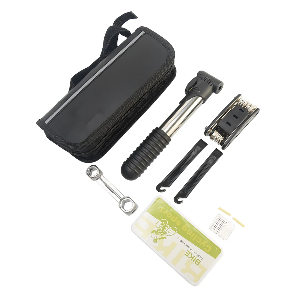 

With Bag Tire Puncture Mountain Bicycle Multifunctional Accessories Universal Maintenance Bike Repair Tool Kit Outdoor Mini Pump