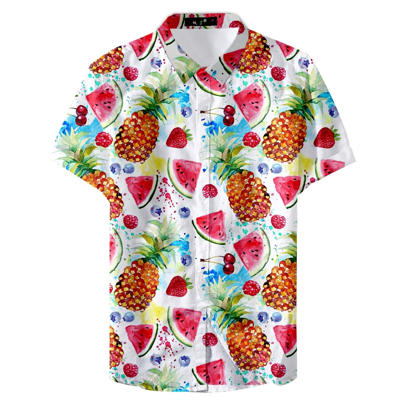 2019 летняя модная Гавайская Повседневная рубашка с принтом ананасов на