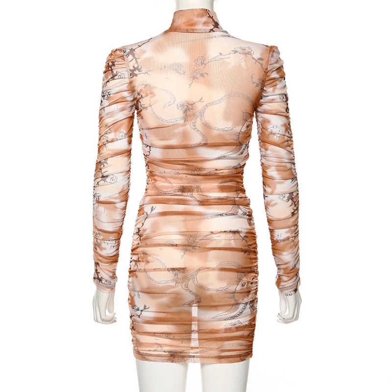 BKLD облегающее сексуальное прозрачное Сетчатое мини-платье женская модная
