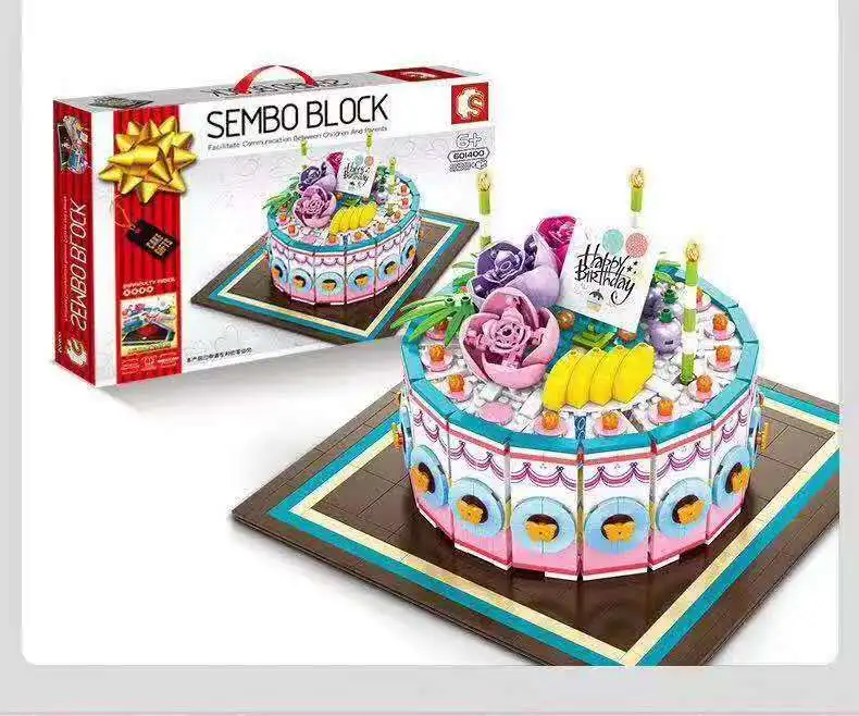 

SD601400 Creative Series Birthday cake Building Blocks Bricks Education Model baby toys children Birthday gift christmas