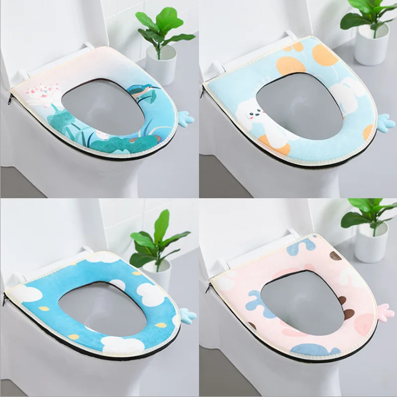

Washable Toilet Cover Pad Toilet Seat Warm Soft Cushion Set for Home Decor Closestool Mat Seat Case Toilet Lid Cover Accessories