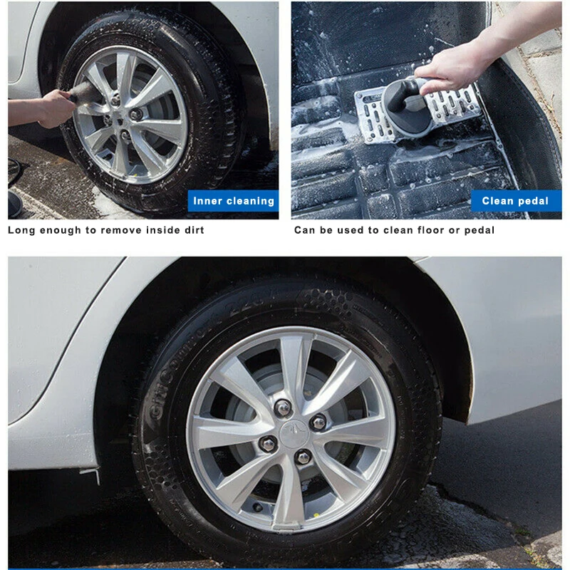 

2Pcs/Lot Car Wheel Brush Washing Car Tire Rim Cleaning Handle Brush Tool For golf bmw e46 e60 washing Washer Car Accessories