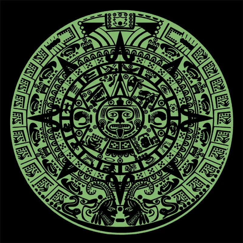 

AZTEC CALENDAR Patches for Clothing Luminous Badge Heat transfer printing Noctilucent Patch Clothes Fluorescence Stickers Gifts