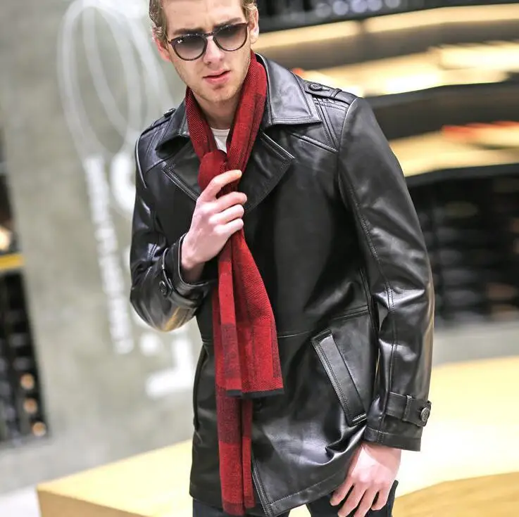 

Cow Genuine Leather Jacket Men Real Sheepskin Coat 2020 New Autumn Winter Vintage Single Breasted Sheep Skin Outerwear Male Tops