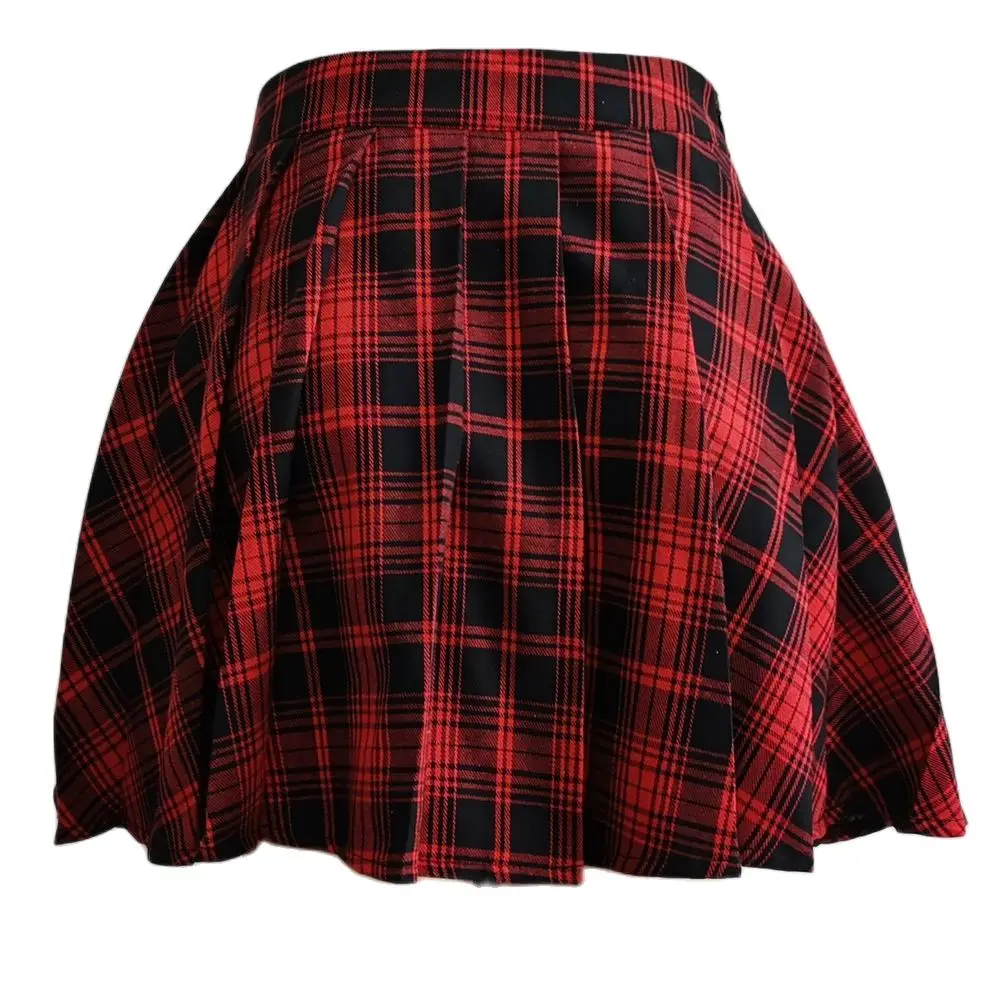 

Harajuku Pleated Skirt Women's Gothic Irregular A-line High Waist Plaid Skirts Punk Sexy Clubwear Loose Mini Skirt XS-4XL