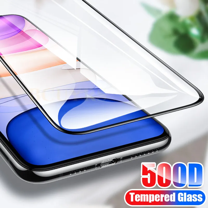 500D 2 в 1 изогнутое закаленное стекло для iPhone 11 Pro Max стекло X XS Max XR Защитное стекло для экрана для iPhone 6 6s 7 8 Plus X