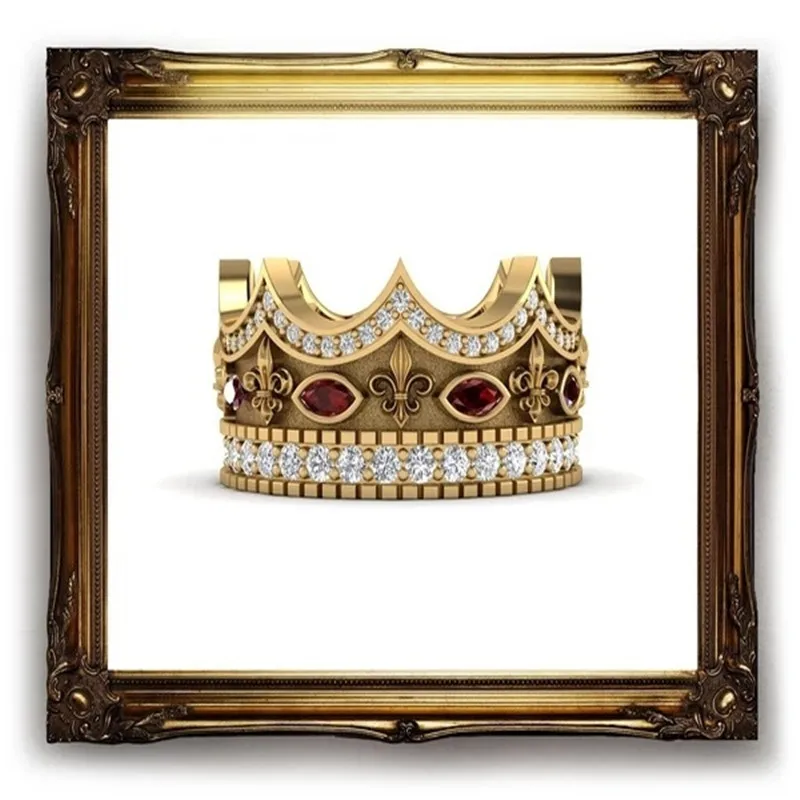 Мужское модное роскошное кольцо с короной из 18 каратного золота обручальное