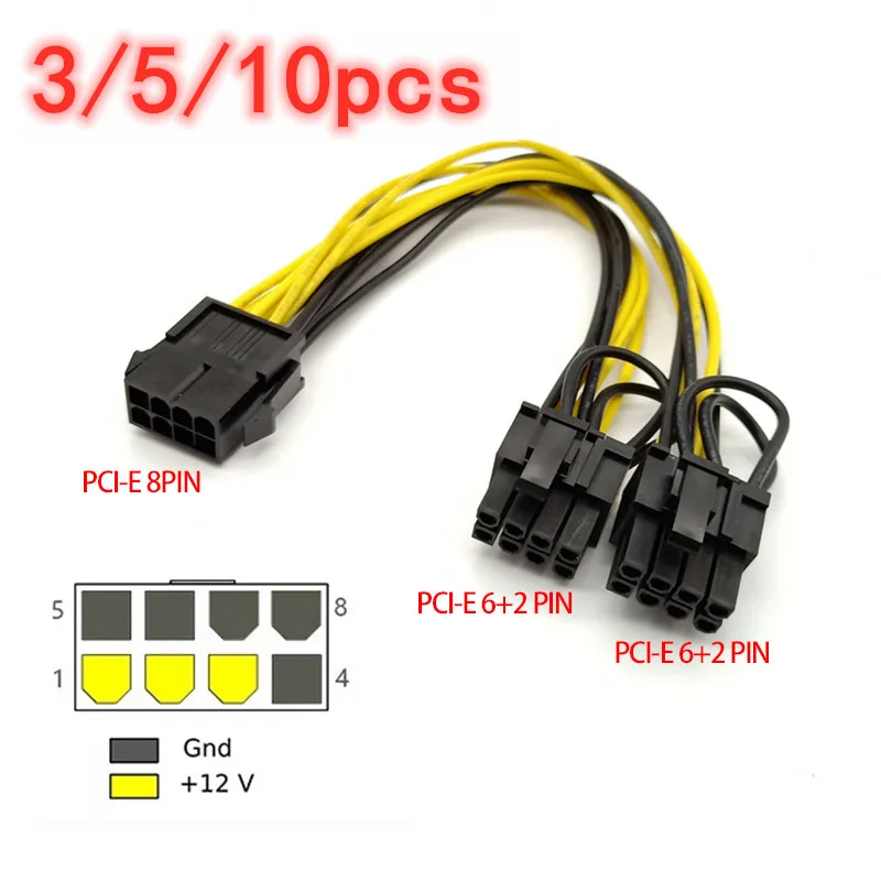 

2021 New Hot PCI-Express PCIE 8 Pin To Dual 8 (6+2) Pin VGA Graphic Video Card Adapter Power Supply Cable 8 Inches