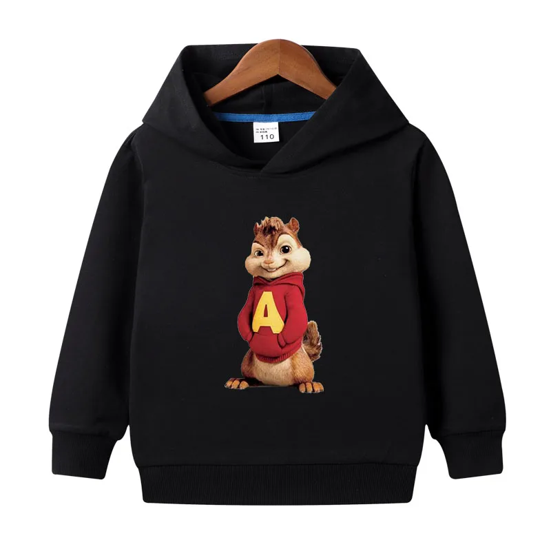 Children Sweatshirts Spring Clothes Boys Long Sleeve Hoodies Girl Clothing Kids Hooded Alvin and the Chipmunks Tops Baby Costume | Мать и
